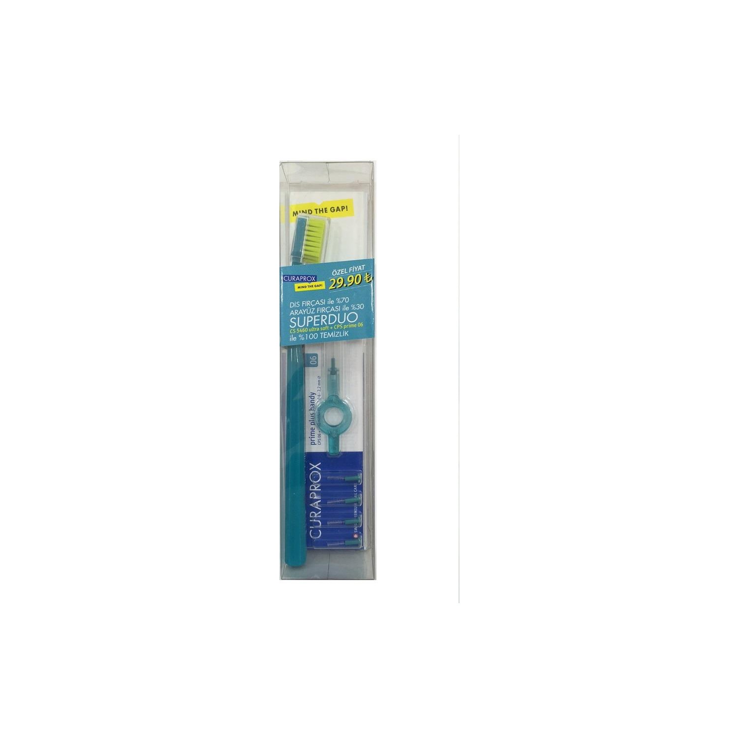 Набор для чистки зубов Curaprox Superduo 06 Interface, синий children s kitten u shaped manual toothbrush oral toothbrush food grade silicone toothbrush baby toothbrush