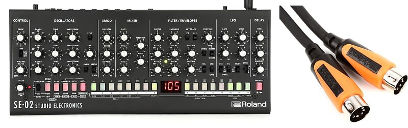 

Модуль аналогового синтезатора Roland SE-02 в комплекте с MIDI-кабелем Roland RMIDI-B3 Black Series — 3 фута RMIDI-B3=1 SE-02=1