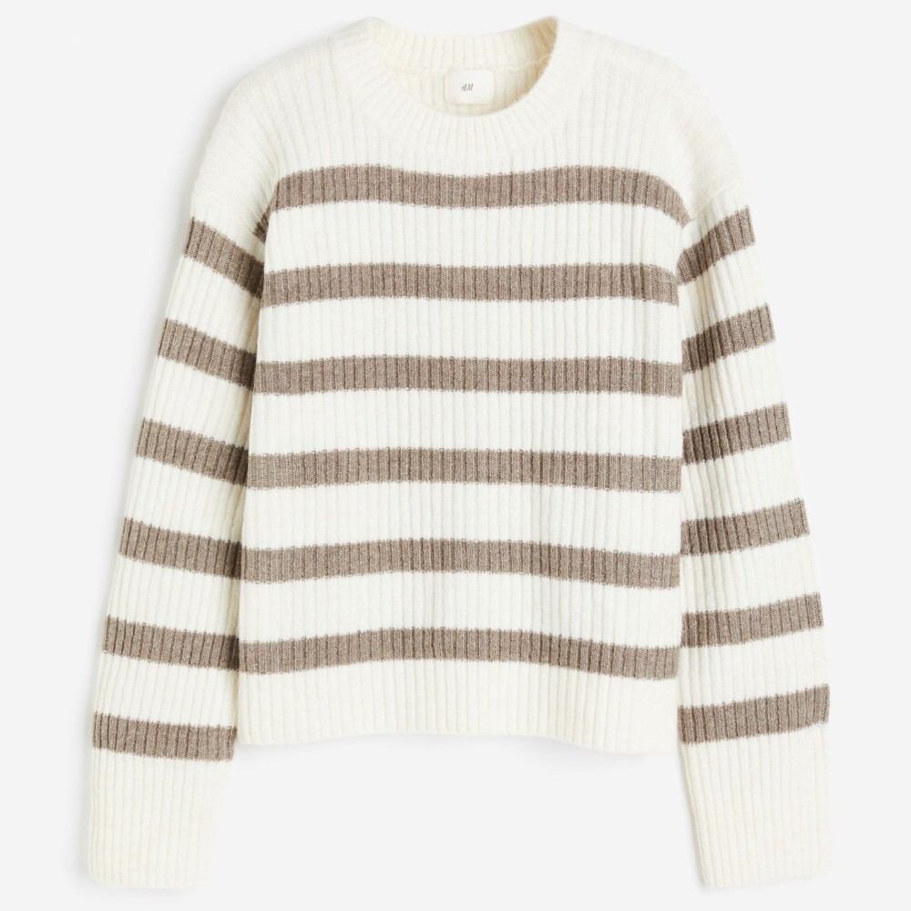 

Свитер H&M Rib-knit, кремовый/бежевый