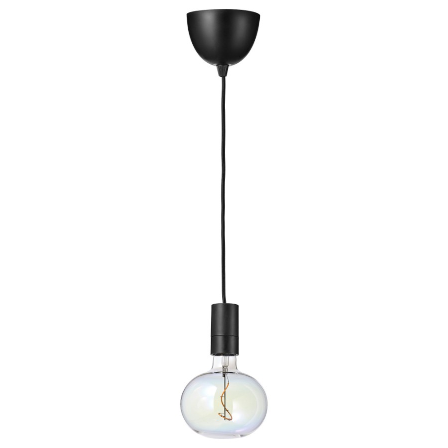 Подвесной светильник с лампочкой Ikea Sunneby / Lunnom, черный/прозрачное стекло