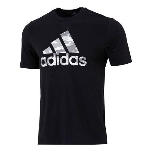 Футболка Adidas M Camo Bos G T Camouflage Logo Printing Sports Round Neck Short Sleeve Black, Черный цена и фото