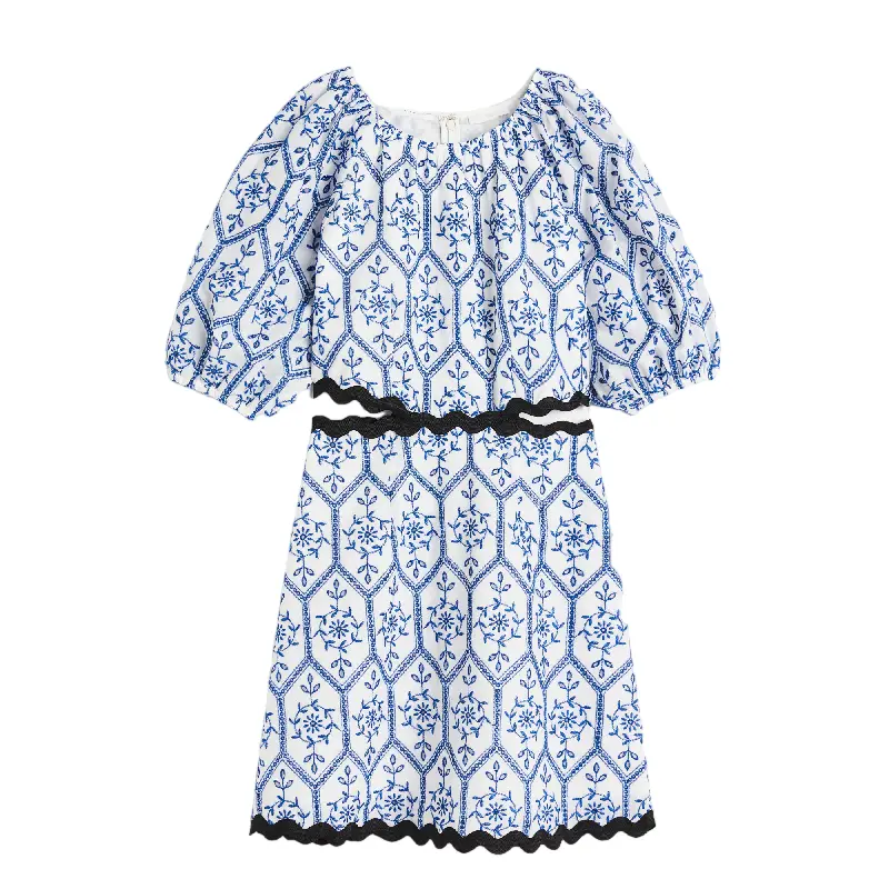 

Платье H&M Eyelet Embroidered Cut-out, белый/синий