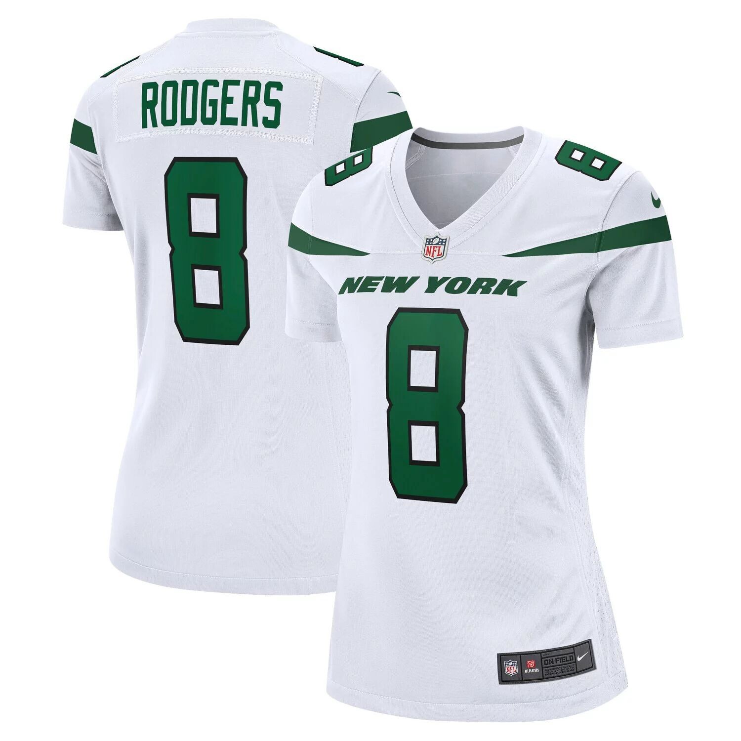 

Женское белое игровое джерси Nike Aaron Rodgers New York Jets Nike, Белый