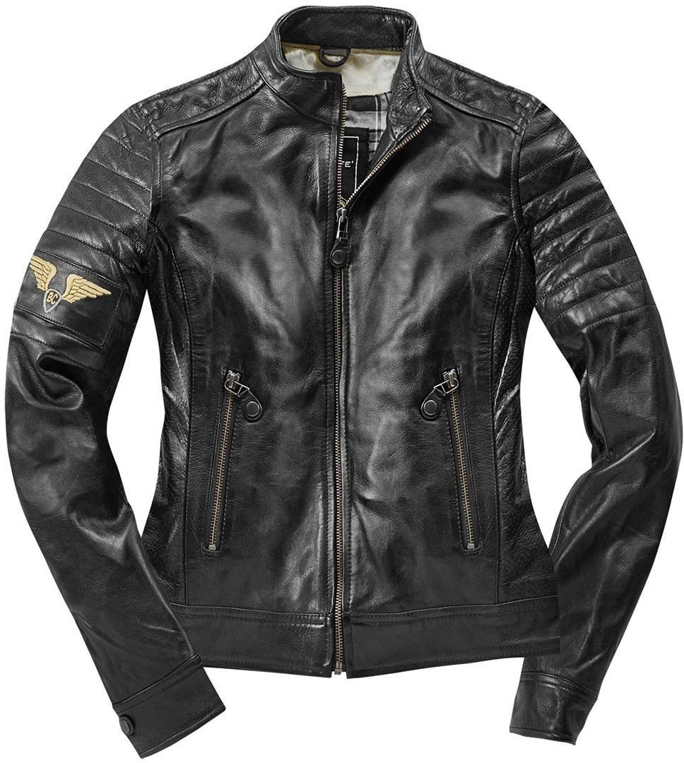 Женская мотоциклетная кожаная куртка Black-Cafe London Ilam с коротким воротником, черный