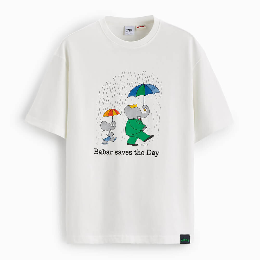 

Футболка Zara Printed Babar, белый