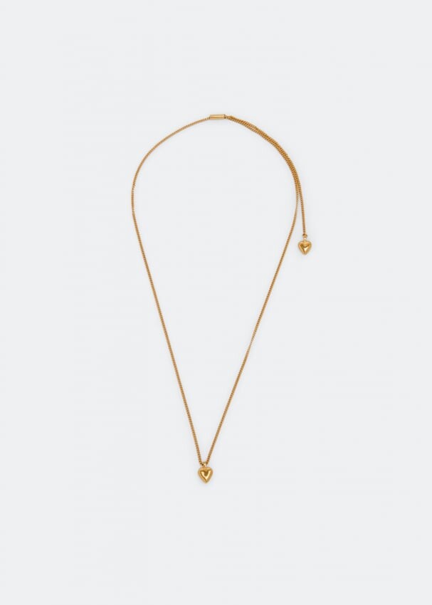 

Ожерелье SAINT LAURENT Double heart charm sliding necklace, золотой