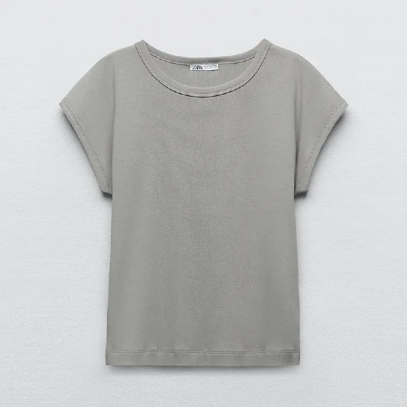 

Футболка Zara Ribbed, светло-серый