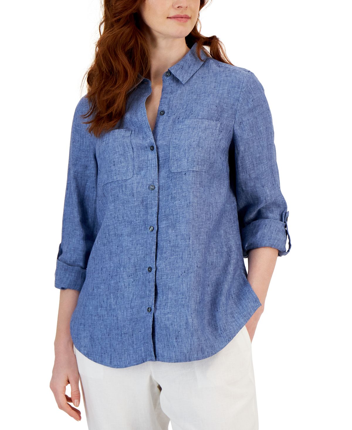 Женская льняная рубашка, созданная для macy's Charter Club, синий