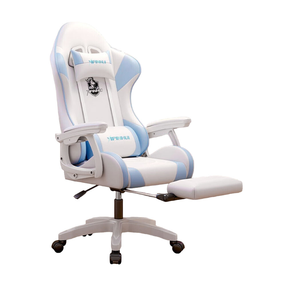 

Игровое кресло Yipinhui DJ-06, 2 Gen, алюминий, подставка для ног, белый/синий