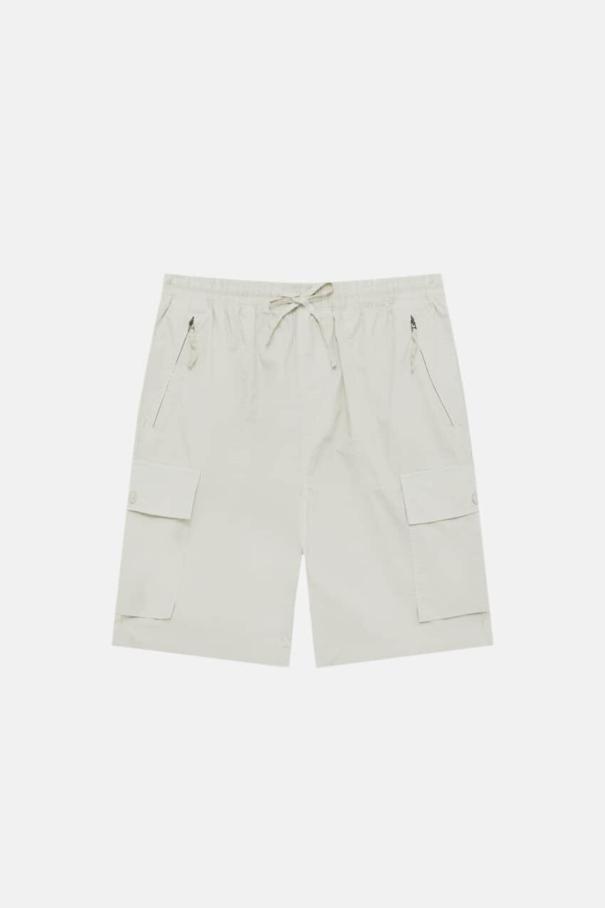 

Шорты Pull&Bear Cargo Parachute Bermuda, белый