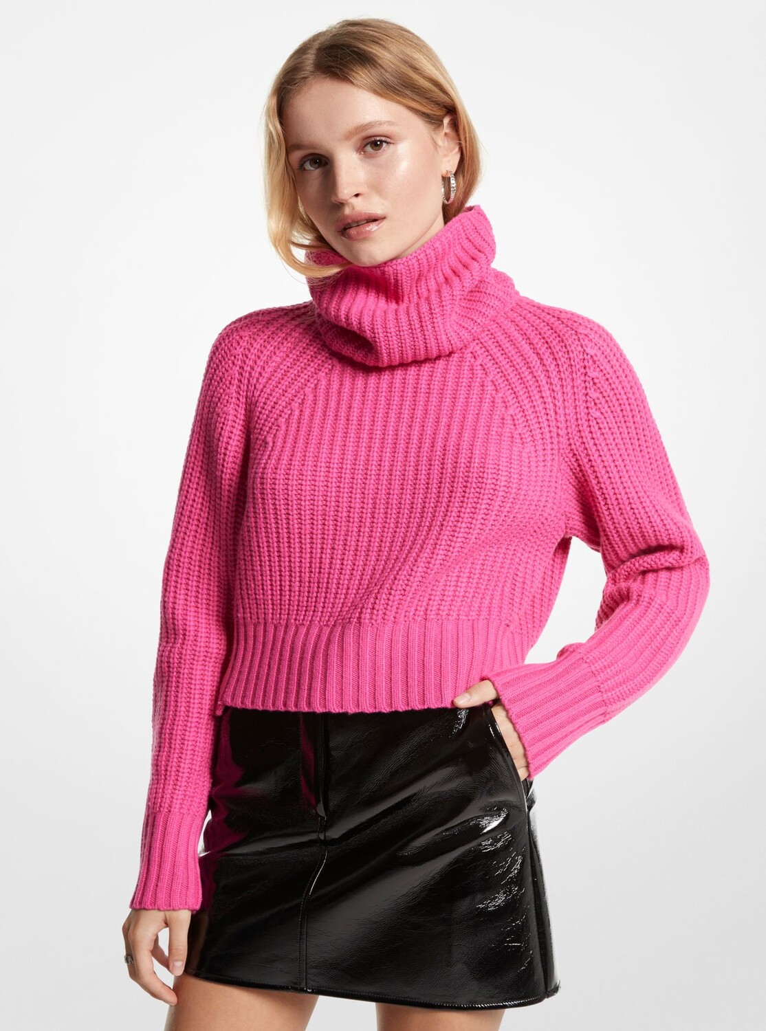 

Свитер-трансформер Michael Michael Kors Ribbed Merino Wool Blend, розовый