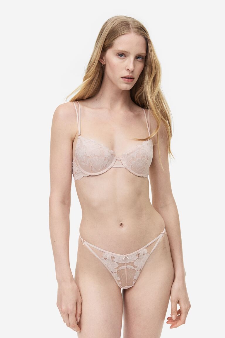 

Кружевной бюстгальтер пуш-ап H&M, светло-розовый