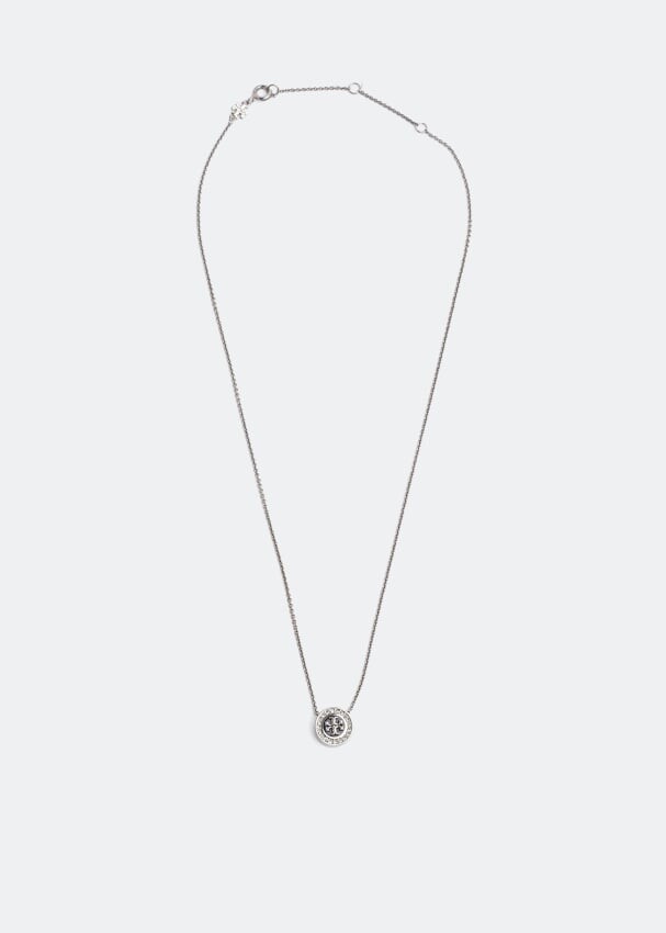 

Ожерелье TORY BURCH Kira enamel pave pendant necklace, серебряный