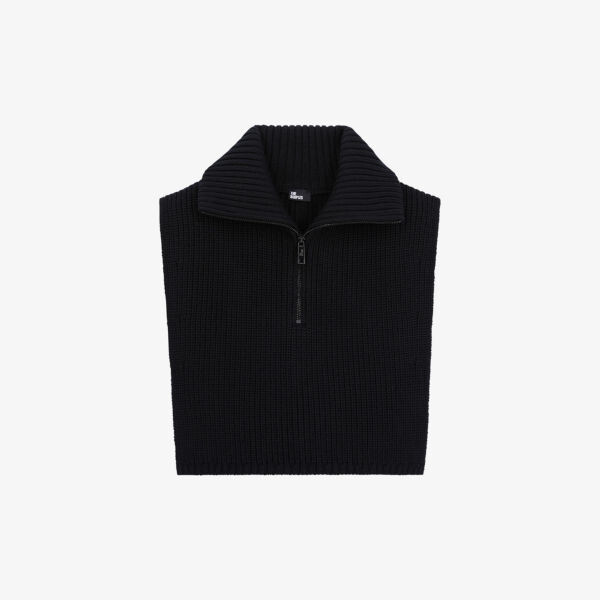 

Шерстяной топ с высоким воротником на молнии и застежкой-молнией The Kooples, черный