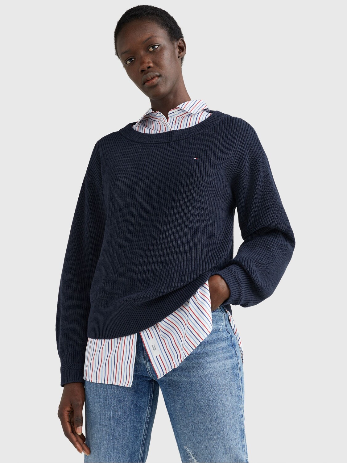 

Джемпер в рубчик Tommy Hilfiger с вырезом лодочкой, Desert Sky