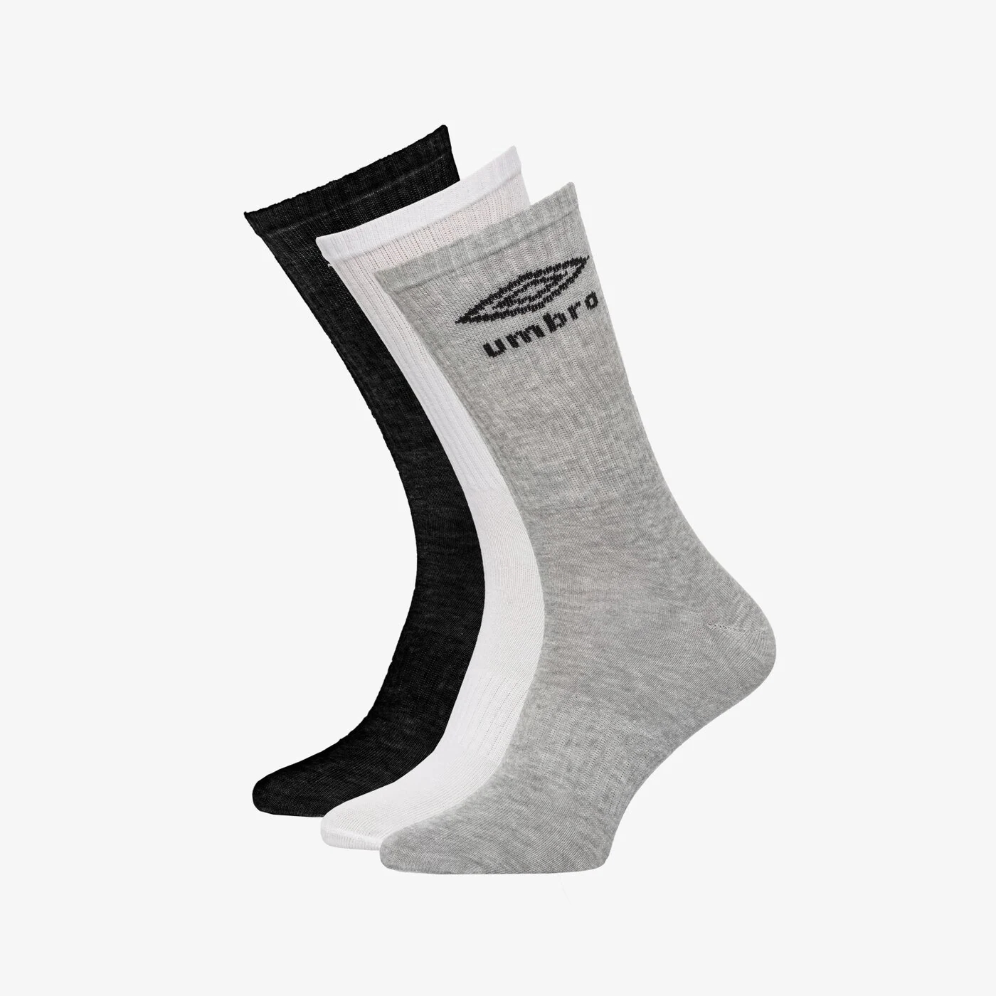 Носки длинные Umbro, 3 пары, серый / черный / белый