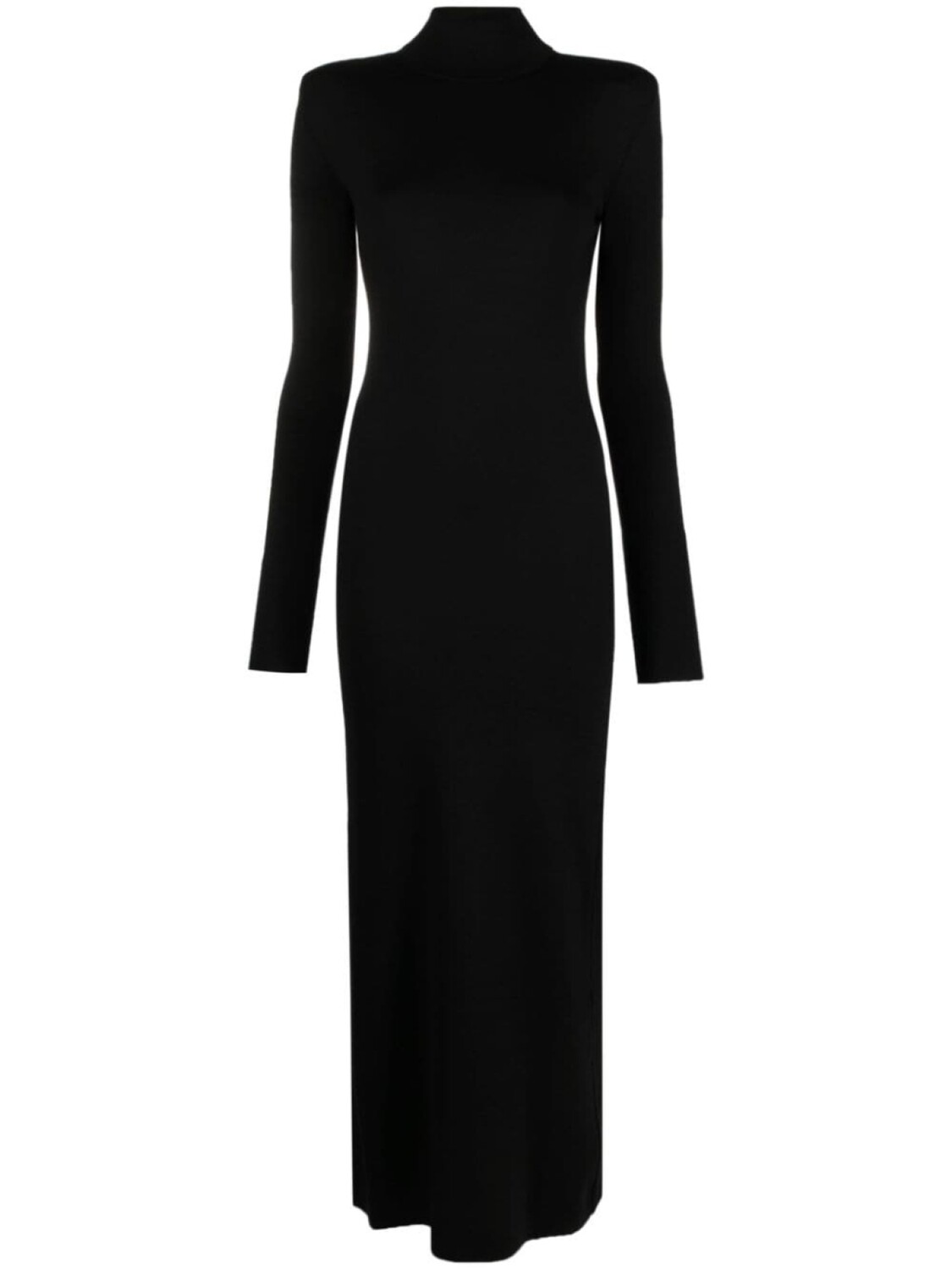 

Saint Laurent шерстяное платье миди с воротником-воронкой, черный