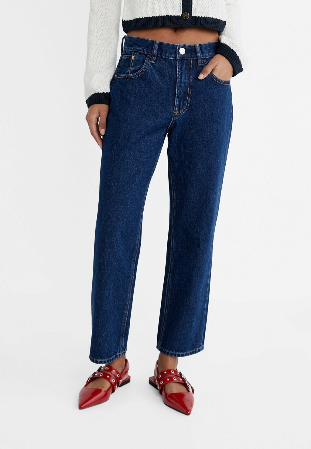 

Джинсы-сигареты Cropped Stradivarius, цвет dark blue