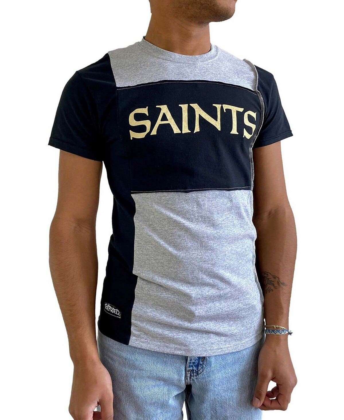 

Мужская серая футболка new orleans saints с разрезом меланжевого цвета Refried Apparel, мульти