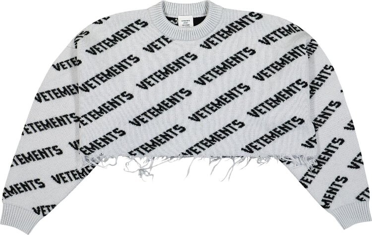 

Свитер Vetements Monogram Cropped Knitted Sweater 'Grey/Black', серый