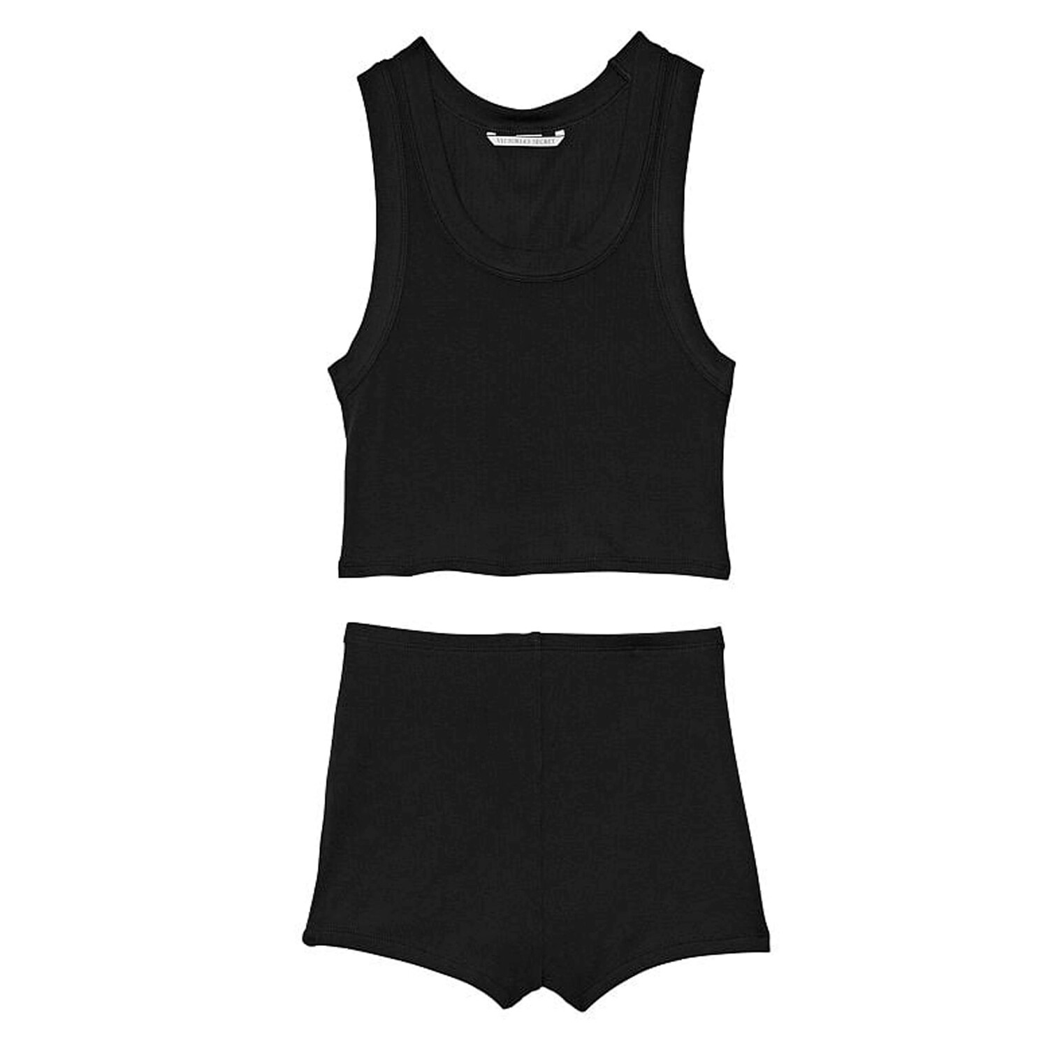 

Короткий пижамный комплект Victoria's Secret Ribbed Modal, 2 предмета, черный