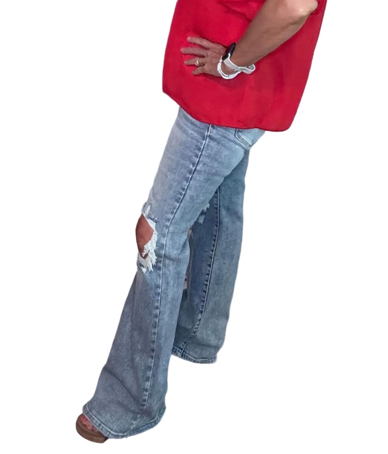 

Светлые джинсы Mr Distressed Flare RISEN