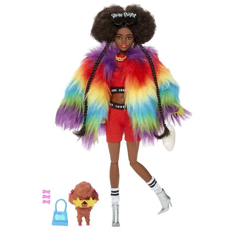 barbie doll kids girl s fashionistas chambray Кукла Barbie Fashionistas Extra Doll Rainbow Coat