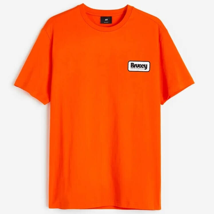 

Футболка с принтом H&M Brucey Regular Fit, ярко-оранжевый