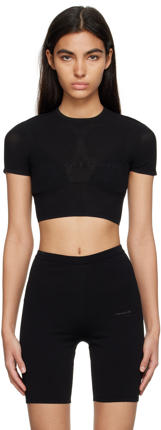

Черная укороченная футболка alexanderwang.t, Черный