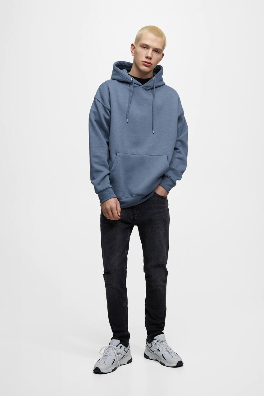 

Рваные джинсы скинни Pull&Bear, блеский черный