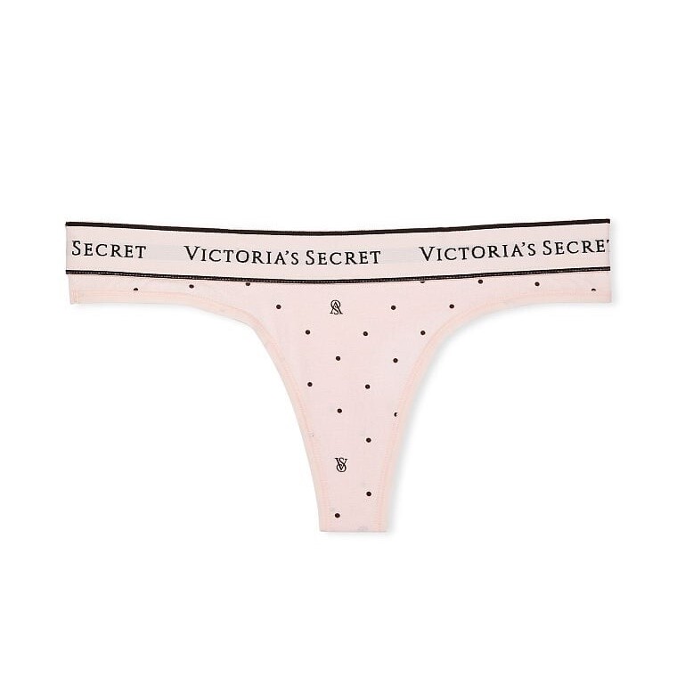 

Стринги Victoria's Secret Logo Cotton Thong Smooth, светло-розовый