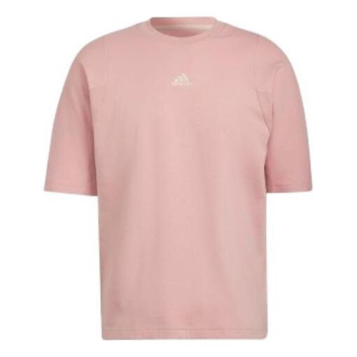 

Футболка Adidas Solid Color Logo Printing Casual Round Neck Short Sleeve Japanese Version Pale Pink T-Shirt, Розовый