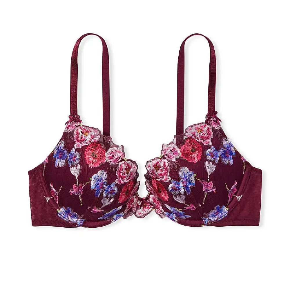 

Бюстгальтер Victorias Secret Dream Angels Heart Floral Embroidery Push-Up, темно-красный