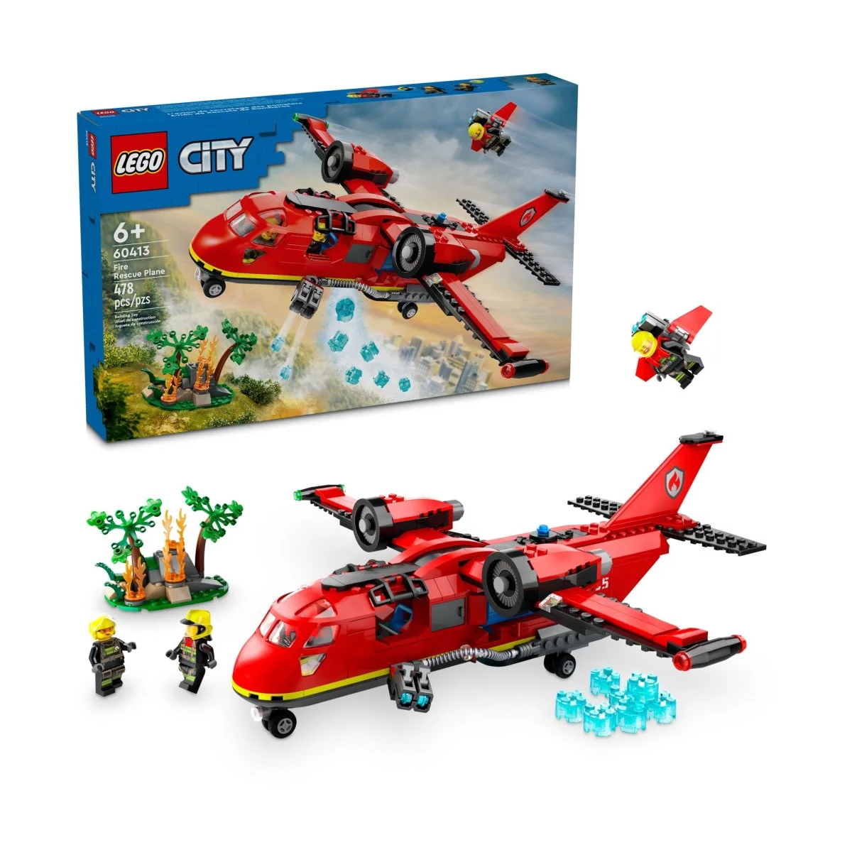 Конструктор Lego City Fire Rescue Plane 60413, 478 деталей раскройте внутренний пилот вашего ребенка с помощью ultimate самолет из пеноматериала launch идеальная катапульта игрушка самолет для детей