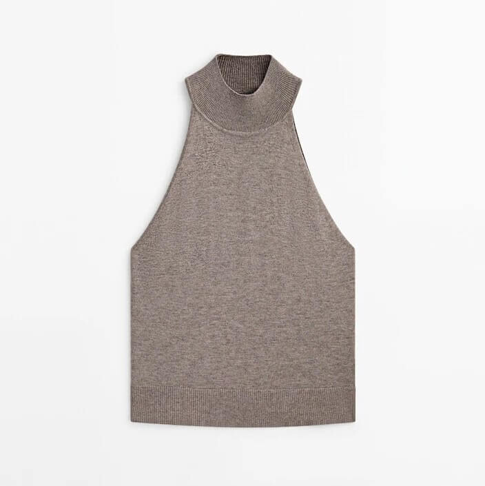 

Топ Massimo Dutti Mock Turtleneck Knit, светло-коричневый