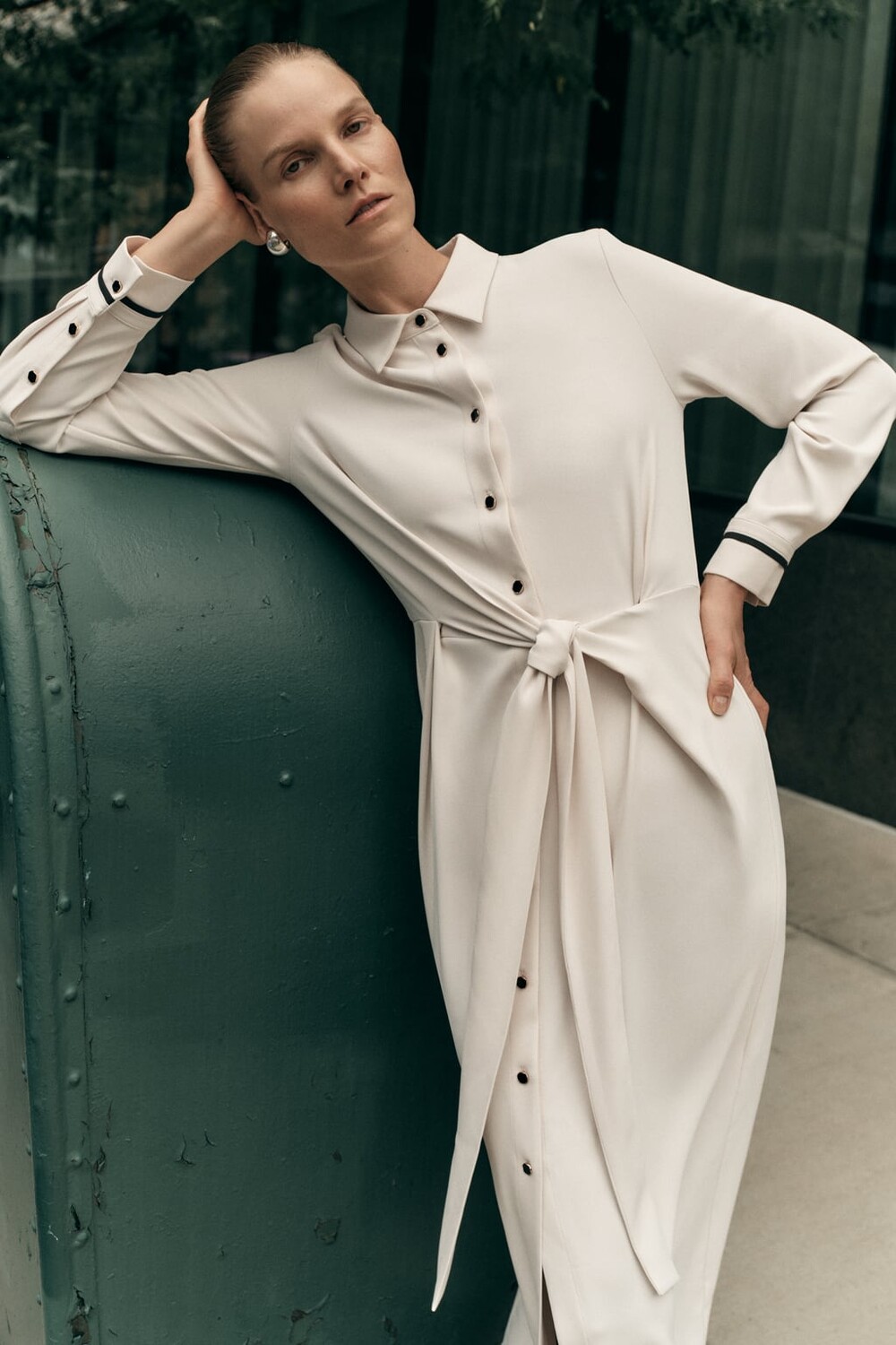 

Длинная полупрозрачная туника ZARA, экру