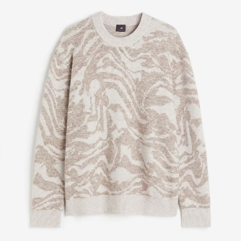 

Свитер H&M Regular Fit Jacquard-knit, серо-бежевый