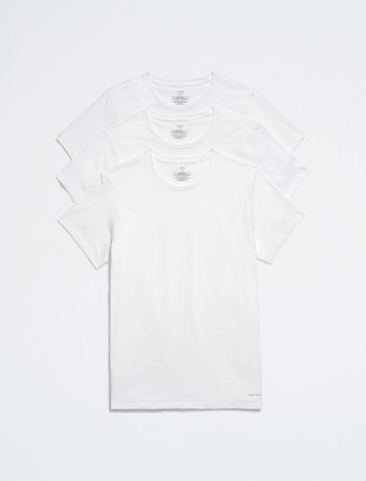 Хлопковая футболка классического кроя из 3 комплектов с круглым вырезом Calvin Klein, белый вышка для цветов классика 3