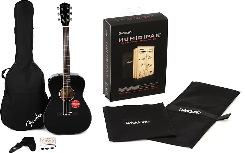 

Fender CC-60S Concert Pack — черный комплект с D'Addario Humidipak, поддерживающим автоматическую систему контроля влажности Fender + D'Addario 0970150406=1 PW-HPK-01=1