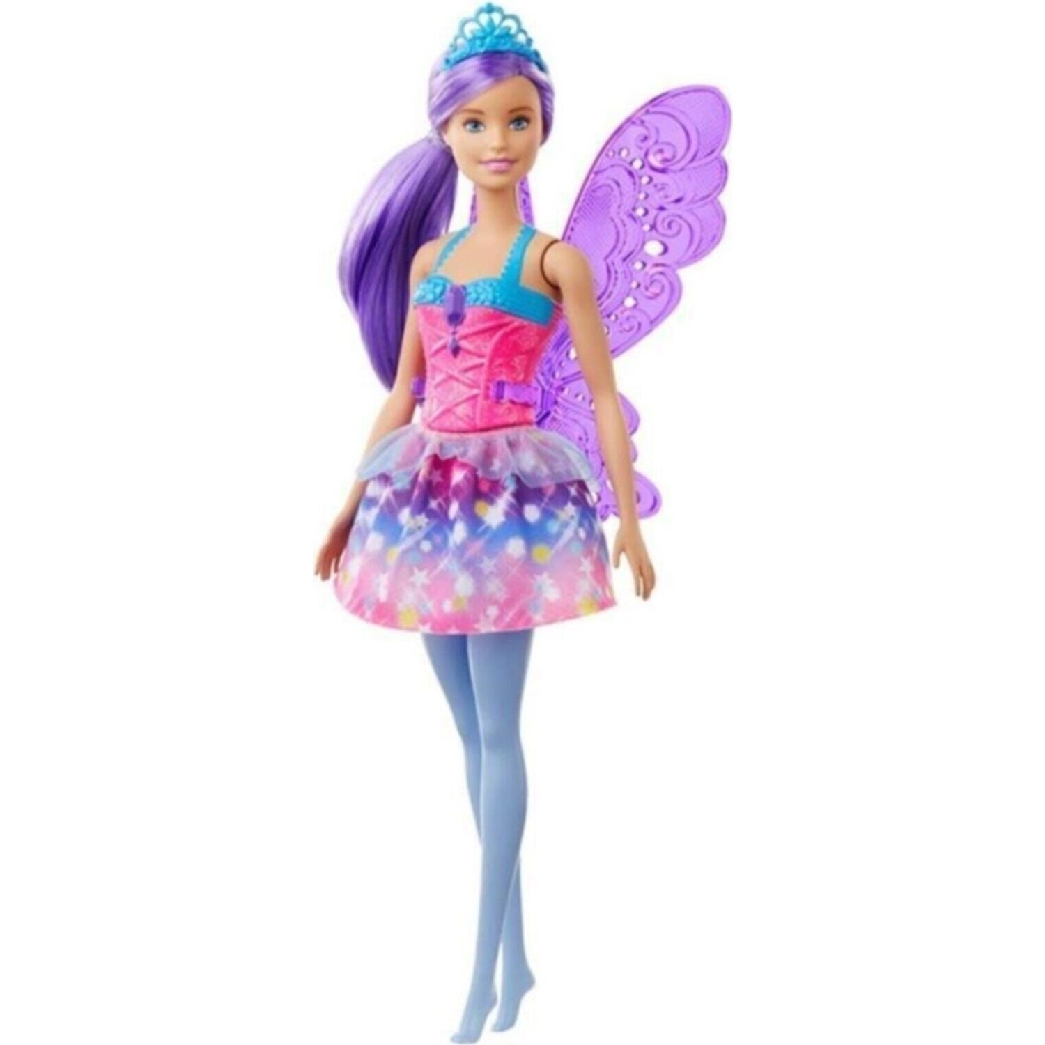 цена Куклы Barbie Dreamtopia Fairy Dolls красочное розовое платье, фиолетовые волосы GJK00