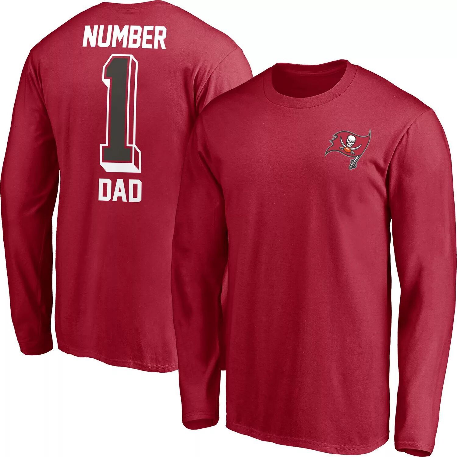 

Мужская красная футболка Fanatics Tampa Bay Buccaneers #1 Dad с длинными рукавами, Красный