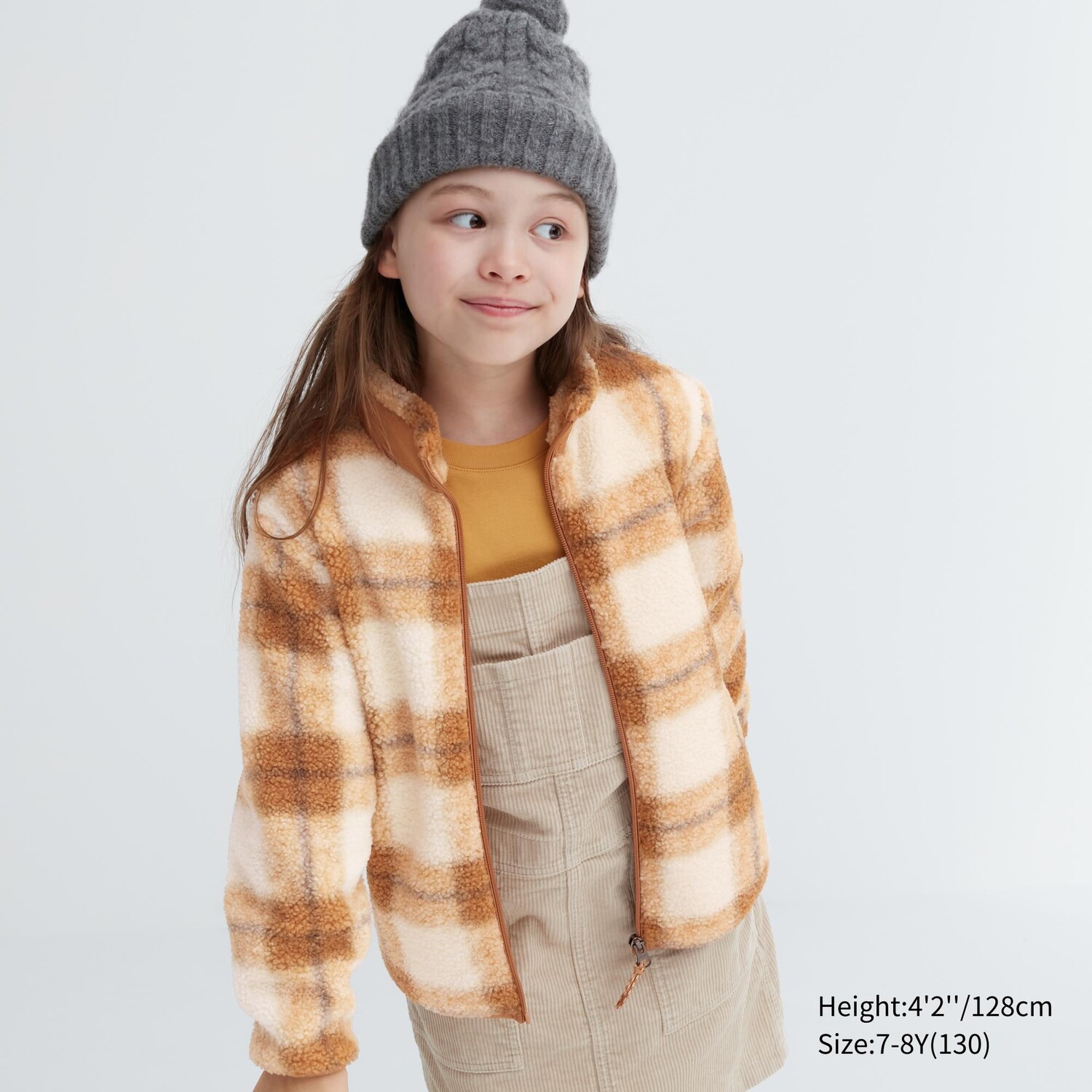

Детская пушистая флисовая куртка на молнии Uniqlo, бежевый