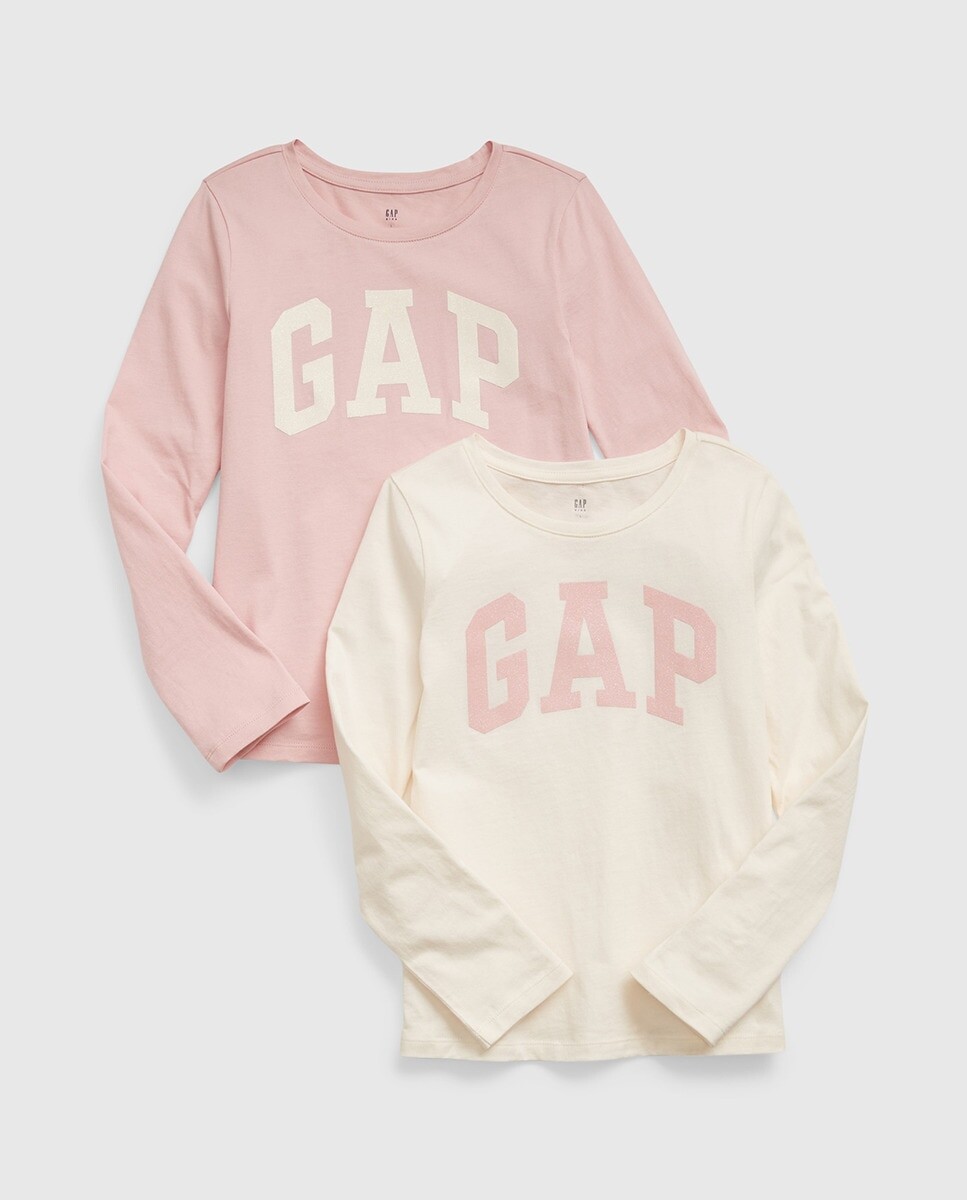 

Набор из двух розовых футболок для девочек с логотипом Gap, розовый
