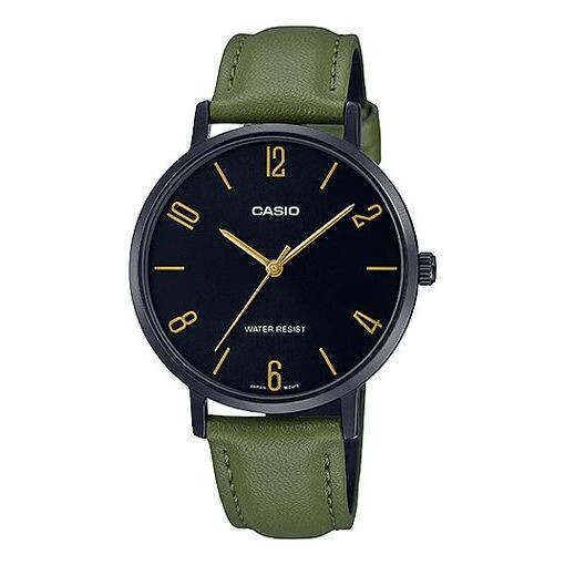 

Часы CASIO Dress Series Classic Minimalistic Exquisite Fashion Watch 34mm Waterproof Green Strap Black Analog, черный