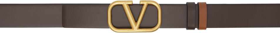 

Двусторонний коричневый ремень с логотипом Vlogo Signature Valentino Garavani