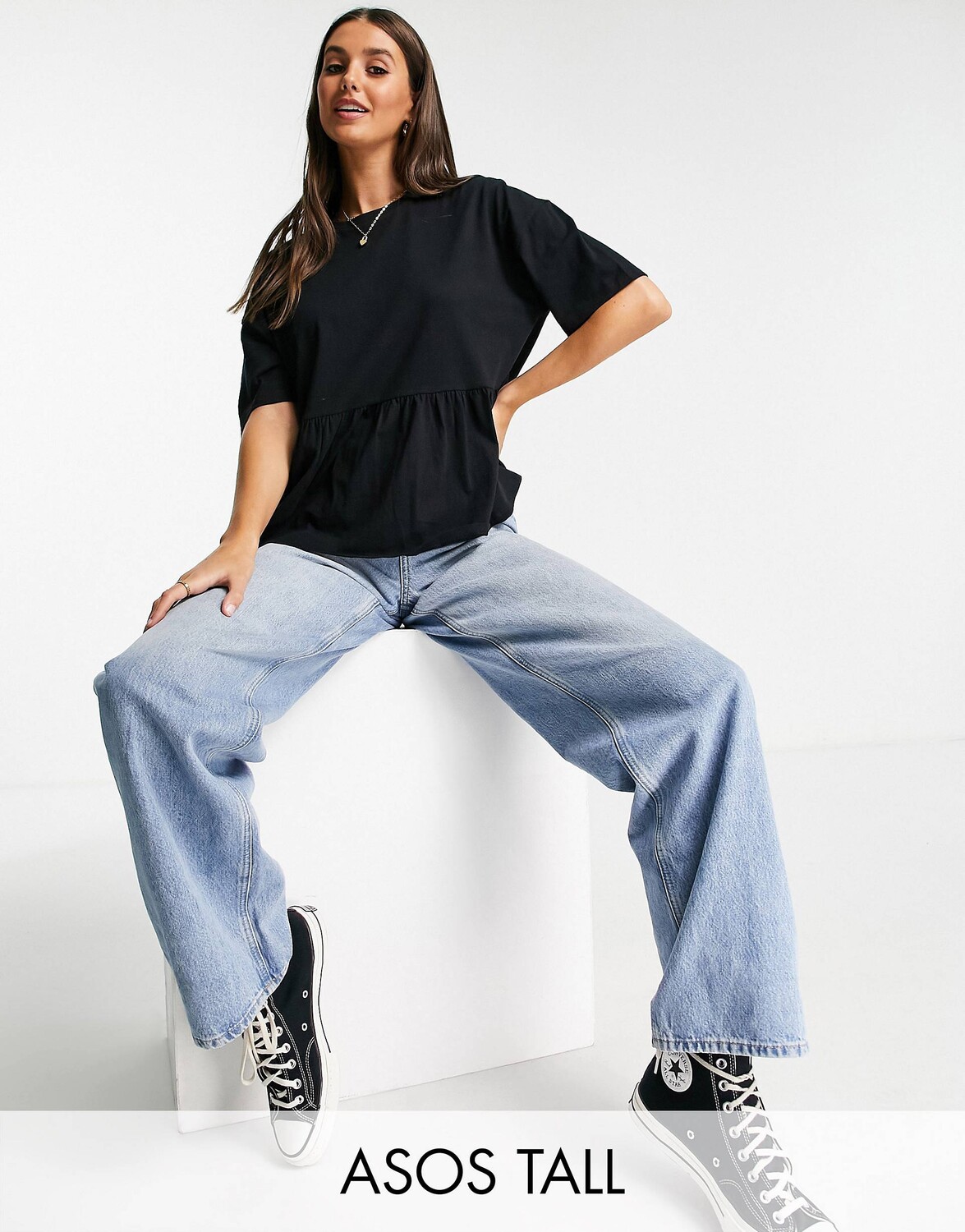 

Черный свободный повседневный топ ASOS DESIGN Tall