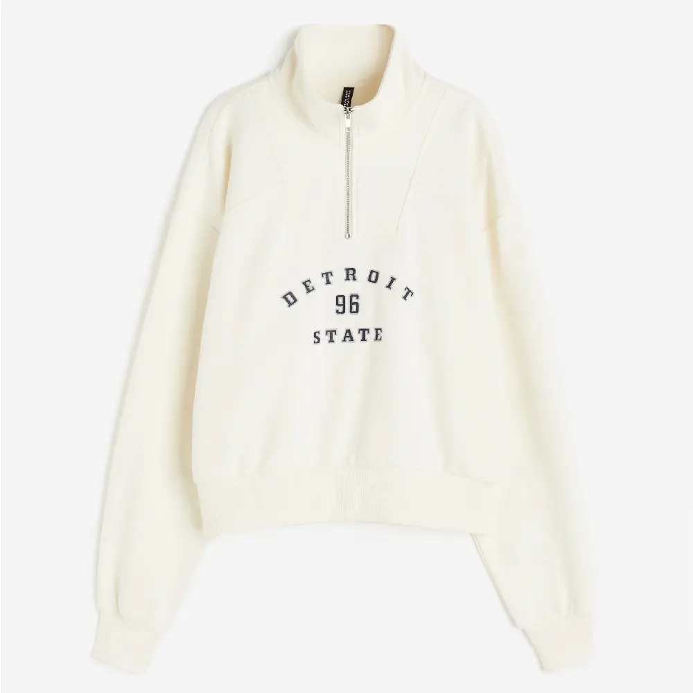 

Свитшот H&M Oversized Half-zip Detroit, кремовый, Бежевый