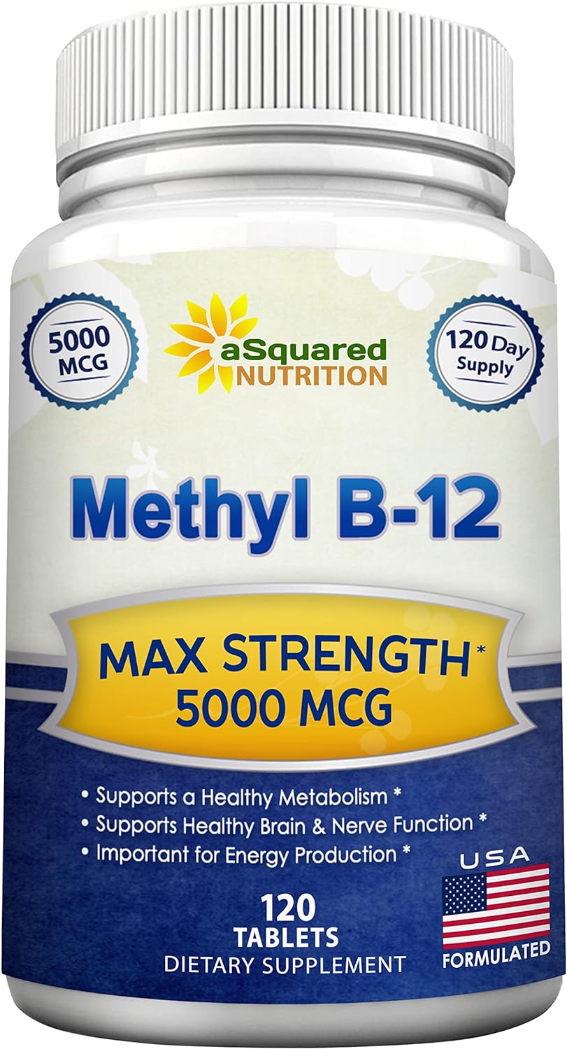 Витамин B12-5000 MCG aSquared Nutrition Max Strength, 120 таблеток