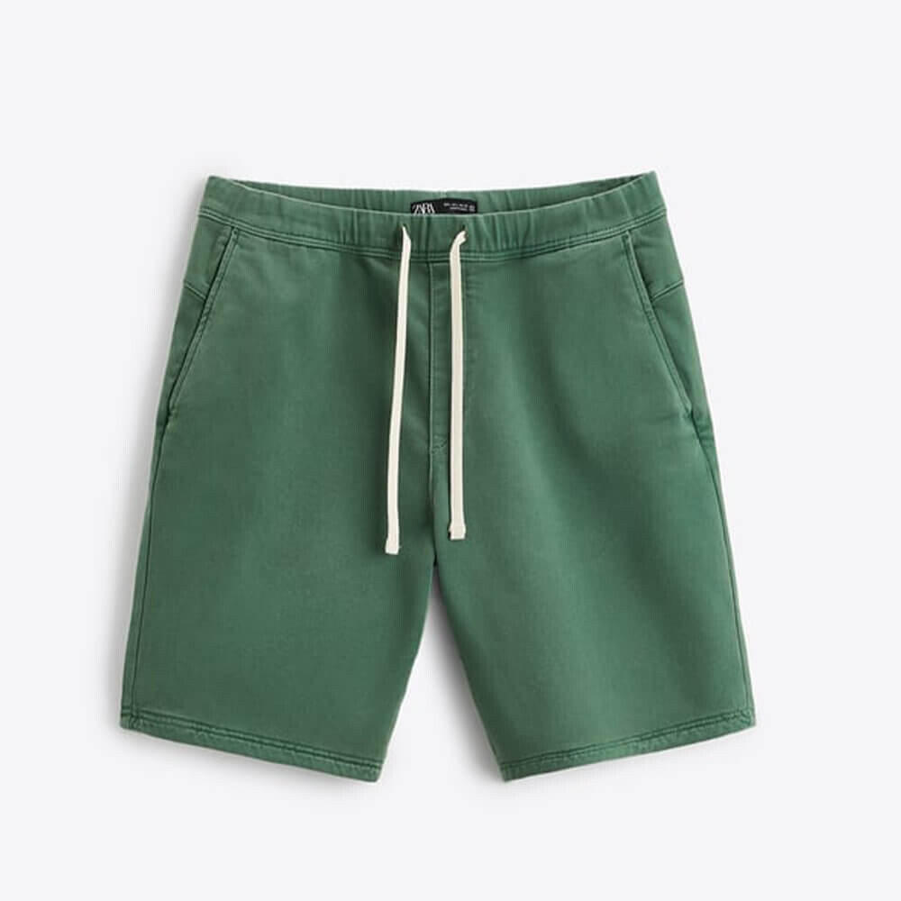 

Шорты Zara Soft Denim Basic Bermuda, зелёный