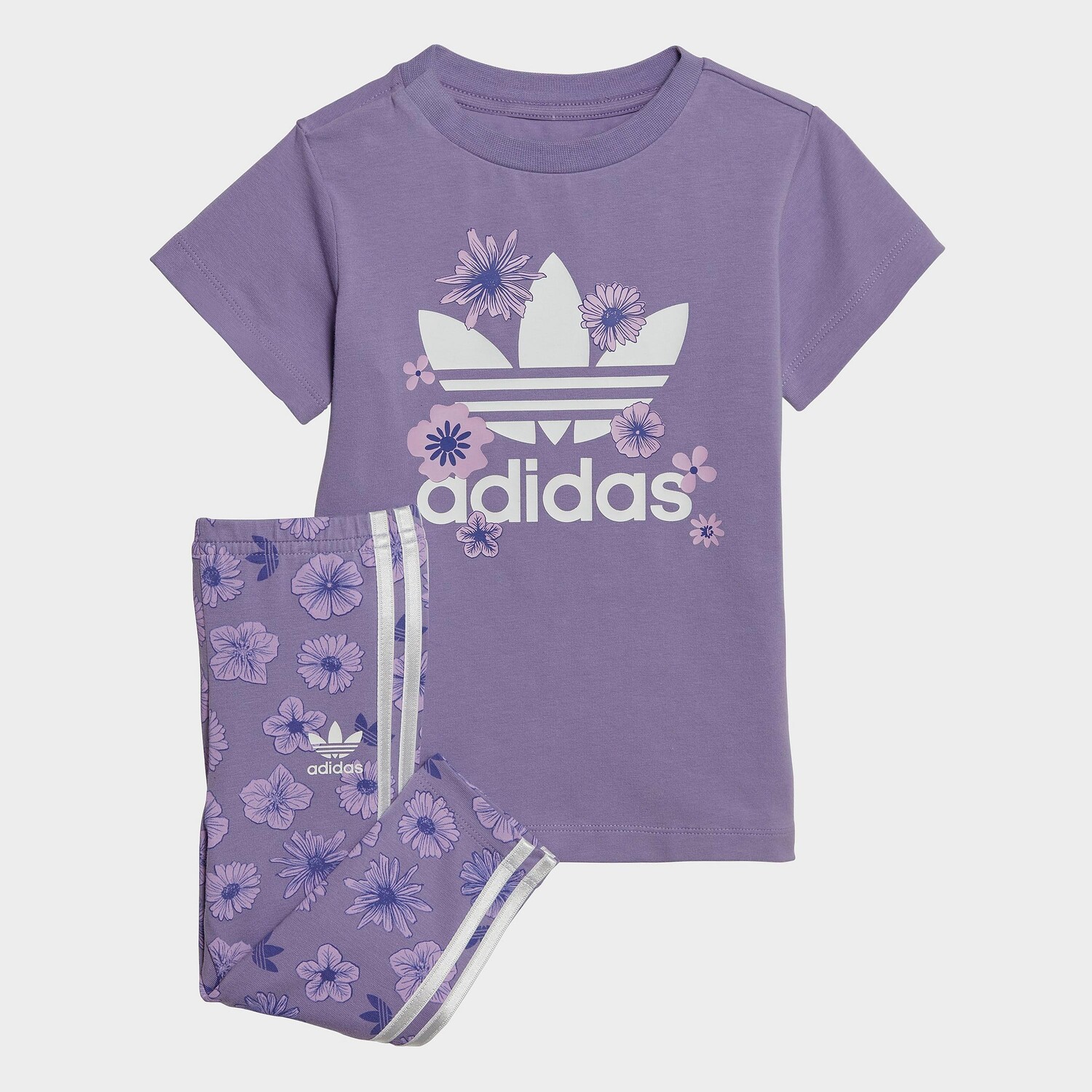 

Комплект из платья и леггинсов с цветочным принтом adidas Originals для младенцев и девочек дошкольного возраста, фиолетовый